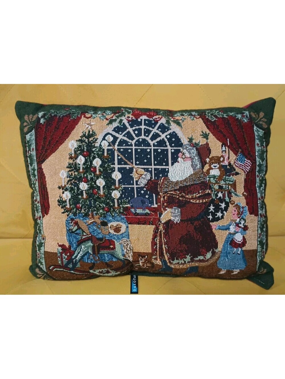 Santa Claus Christmas Throw Pillow Tapestry American Flag Cottage Granny Core